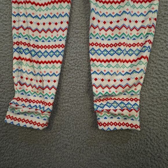 Fair Isle Fleece Pajama Pants Cozy Drawstring Red Bow - Picture 10 of 10